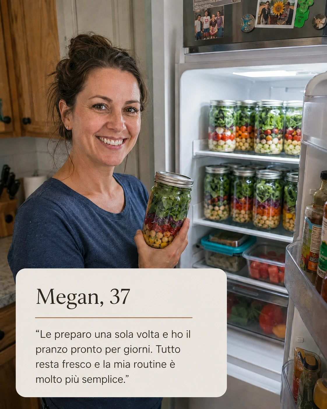 Megan, 37 anni: li preparo una volta e il pranzo viene gestito per giorni. Tutto rimane fresco